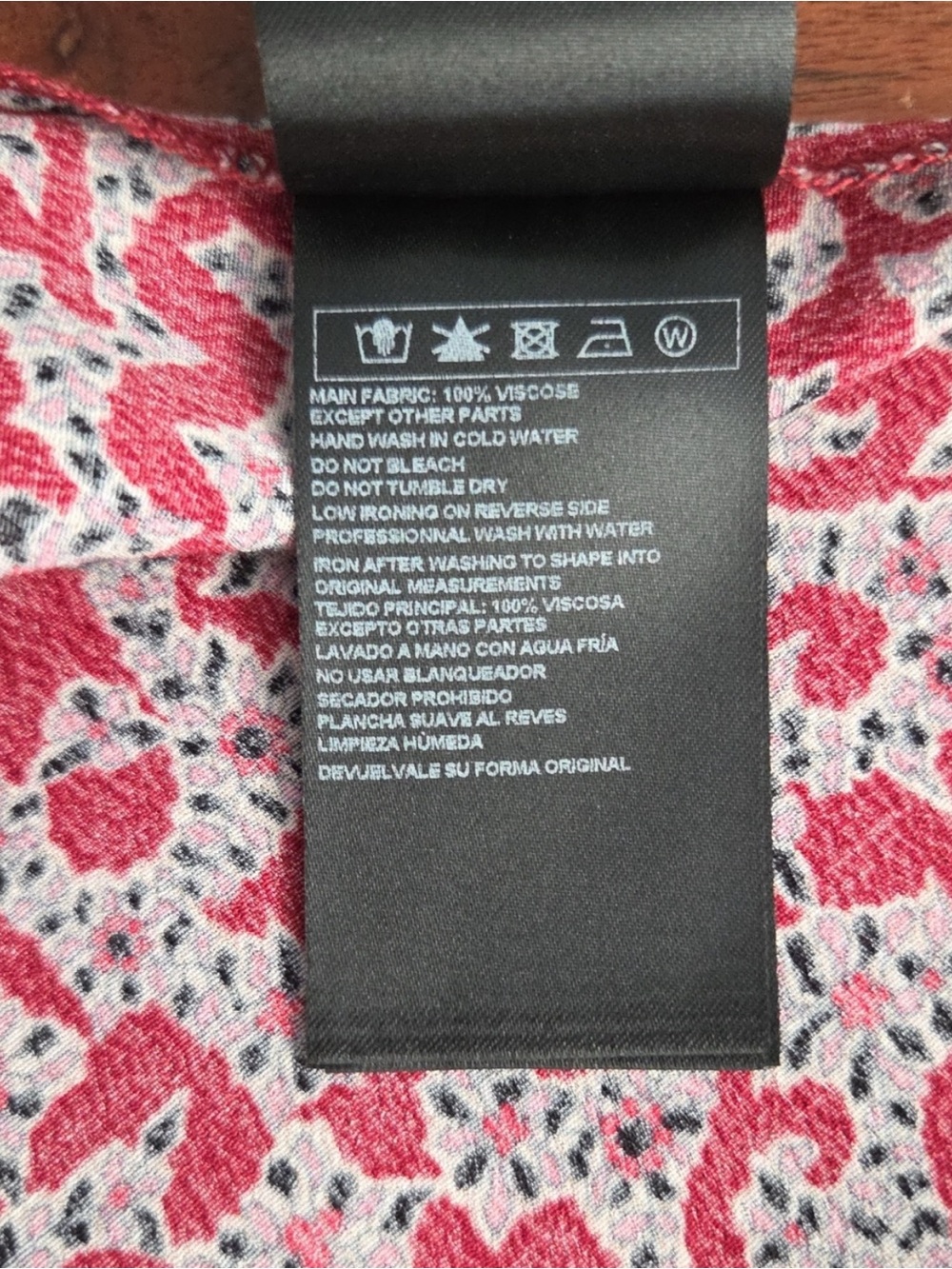BA&SH CATTY THREE-QUARTER SLEEVE RED, PINK BLACK, CREAM PRINT FLORAL SHIRT, US 4 - Picture 6 of 7
